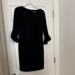 Karl Lagerfeld Black Knee Length Ruffle Sleeve Dress